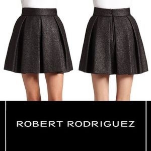 Robert Rodriguez Raffia Box Pleat A-Line Skirt